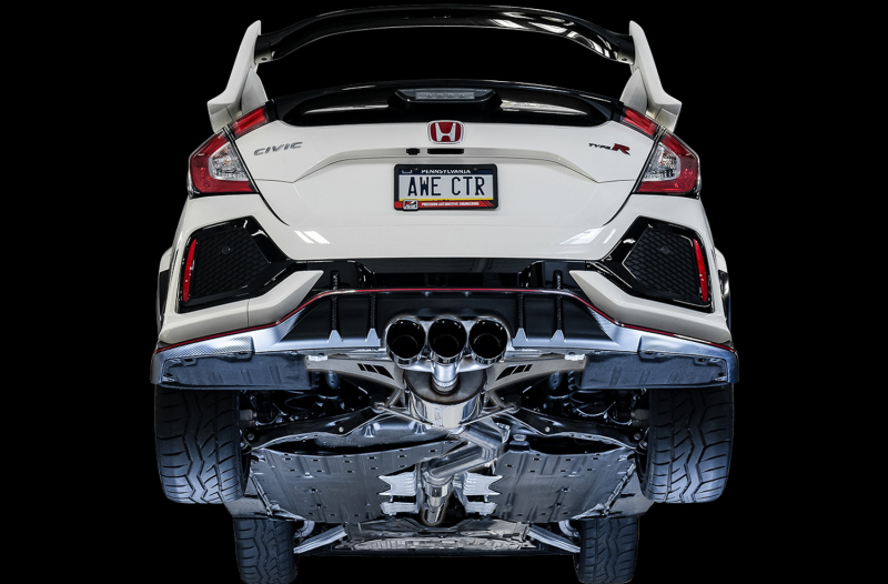Honda Civic Type R Performance Exhaust - AWE Tuning - Cat Back, Touring Edition, Triple Diamond Black Tips, 180 Technology - Diamond Black - `17-`27